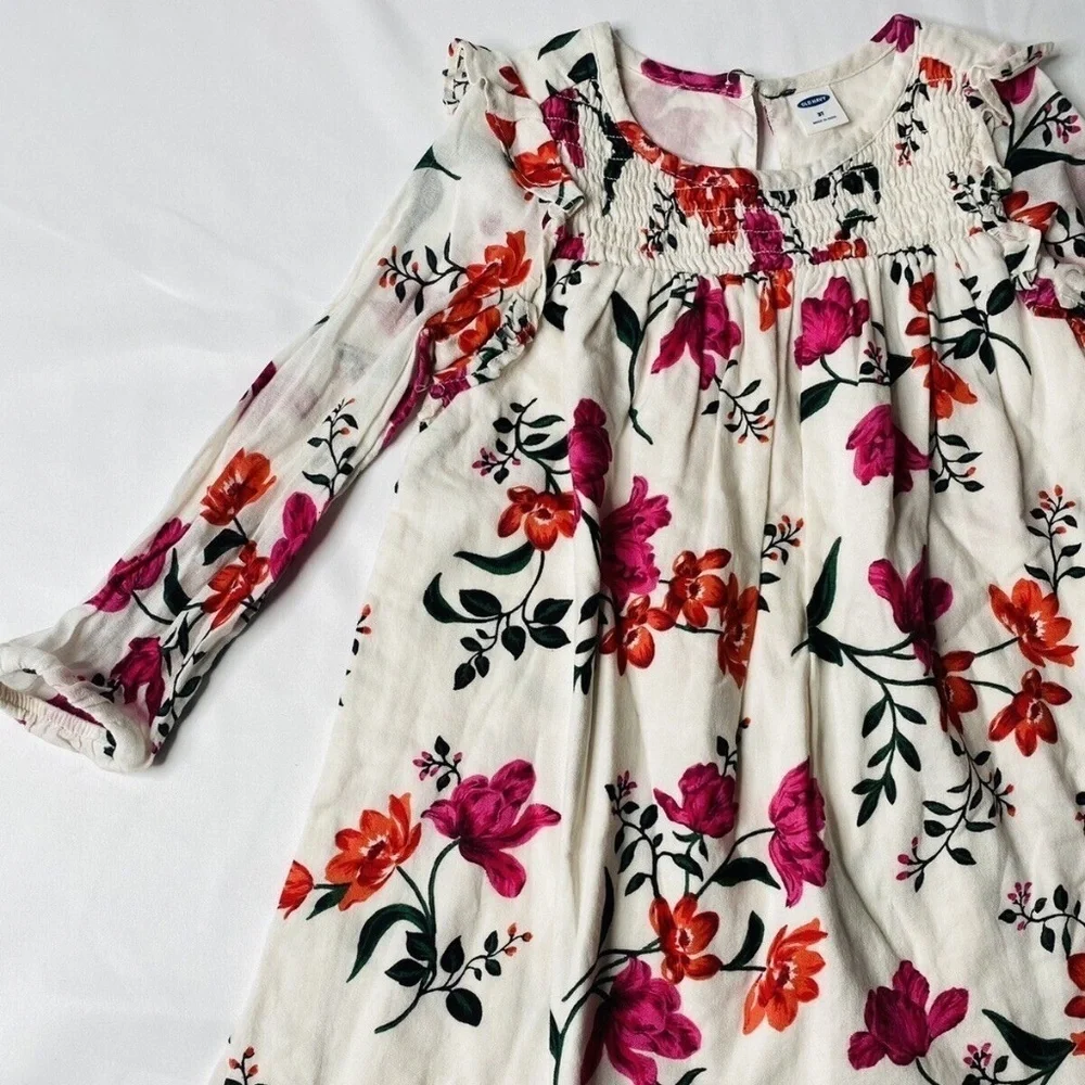 Old Navy Toddler Floral Long Sleeve Peasant Tunic Dress Size 3T
